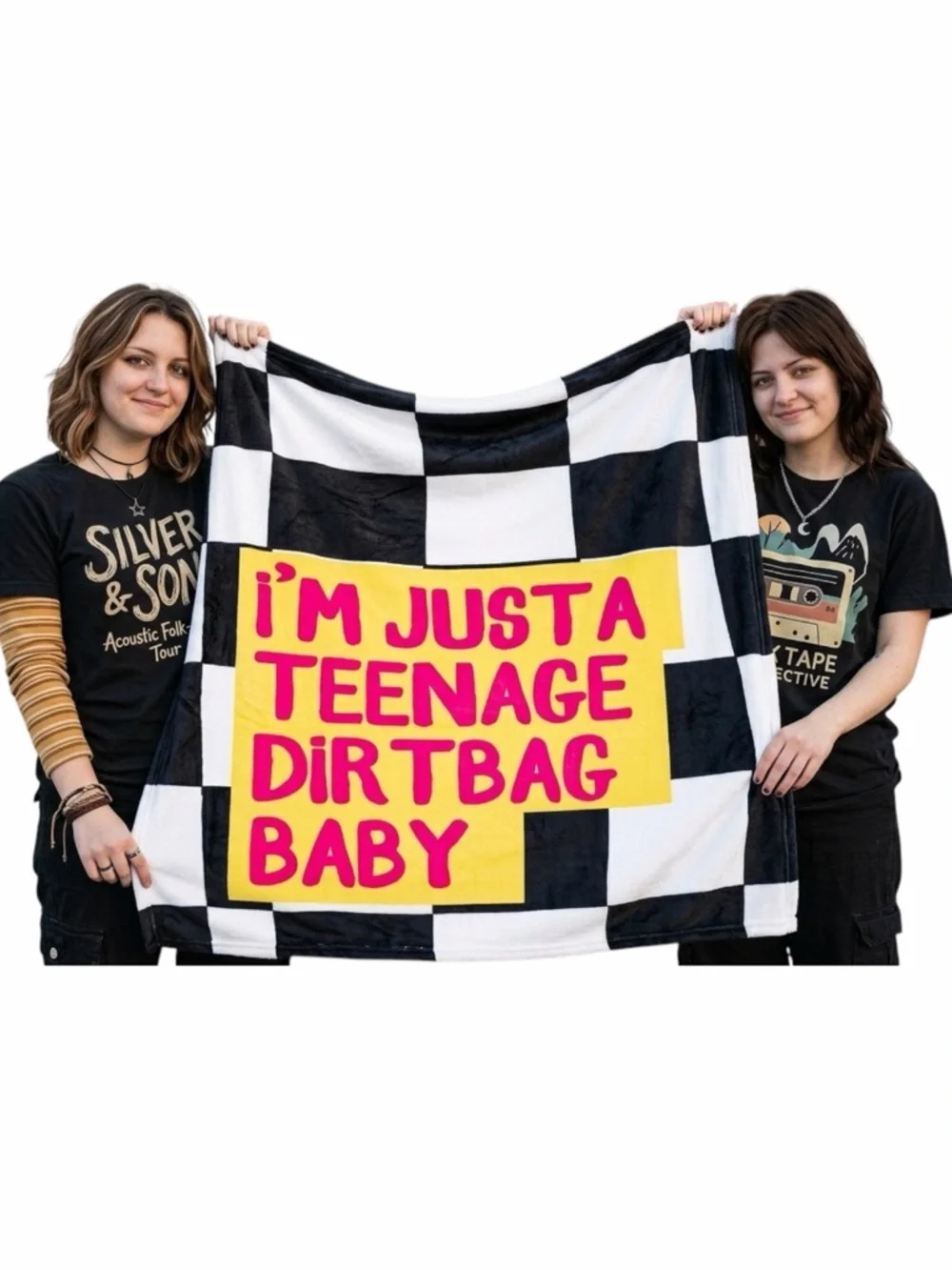 Y2K Nostalgia Emo Punk Checkerboard Fleece Blanket Teenage Dirtbag Throw 60”x80”